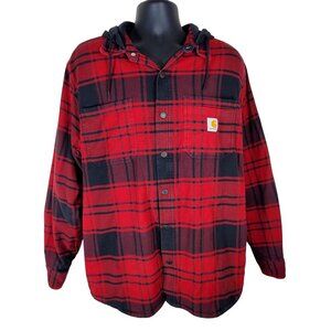Carhartt Large Rugged Flex® Relaxed Fit Flannel Fleece Lined Hooded Shirt Jacket